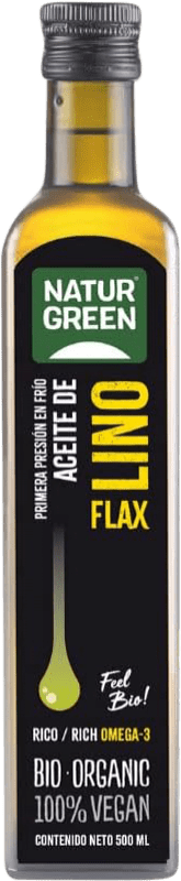 Free Shipping | Vegetable Oil Natur Green Spain Eco — Organic Medium Bottle 50 cl Lino — Flax