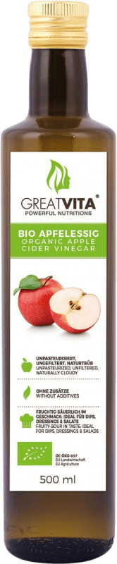 Envío gratis | Vinagre Great Vita MeaVita Sidra de Manzana Nuez Turbio sin Filtrar Orgánico España Botella Medium 50 cl