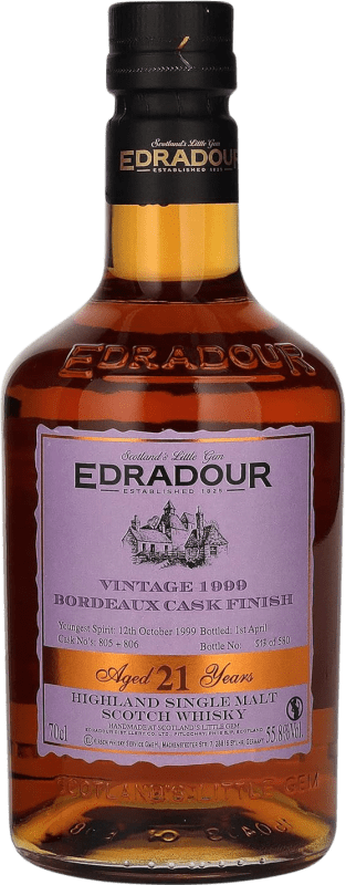 363,95 € Бесплатная доставка | Односолодовый виски Edradour Bordeaux Cask Finish — Финишная выдержка в бочке, Vintage 21 Лет