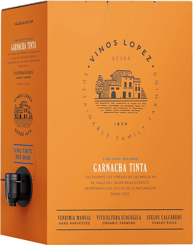 Free Shipping | Red Wine Vinos López I.G.P. Vino de la Tierra de Valdejalón Aragon Spain Garnacha — Grenache Bag in Box 3 L
