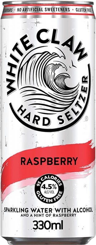 32,95 € Envio grátis | Caixa de 12 unidades Mixer White Claw Hard Seltzer Lata 33 cl Raspberry — Framboesa