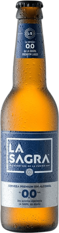 Free Shipping | 24 units box Beer La Sagra Lager 0,0 Spain One-Third Bottle 33 cl Alcohol-Free