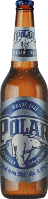 Kostenloser Versand | 12 Einheiten Box Bier Polar. Pilsen Spanien Drittel-Liter-Flasche 33 cl