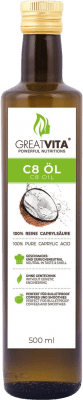 Envío gratis | Aceite Vegetal Mea Vita Coco MCT C8 Alemania Botella Medium 50 cl