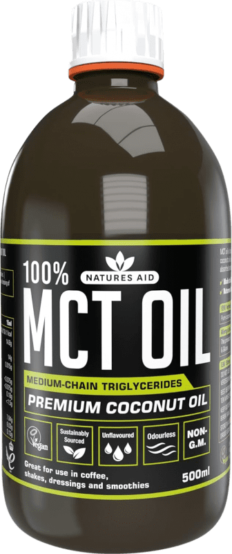 Spedizione Gratuita | Olio Vegetale Natures Aid. MCT Regno Unito Bottiglia Medium 50 cl Coconut — Cocco