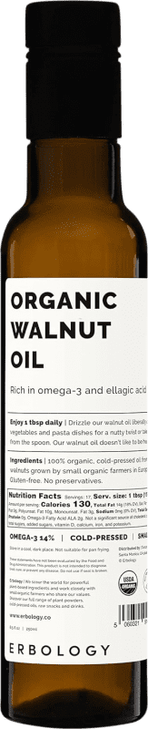 59,95 € Envío gratis | Aceite de Oliva Erbology Botellín 20 cl Black Walnut — Nuez Negra