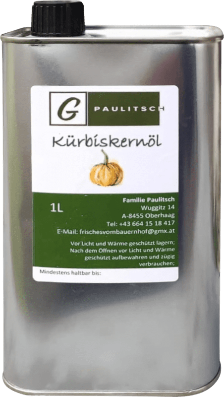 Envío gratis | Aceite de Cocina Family Paulitsch. G Calabaza Austria Lata Especial 1 L