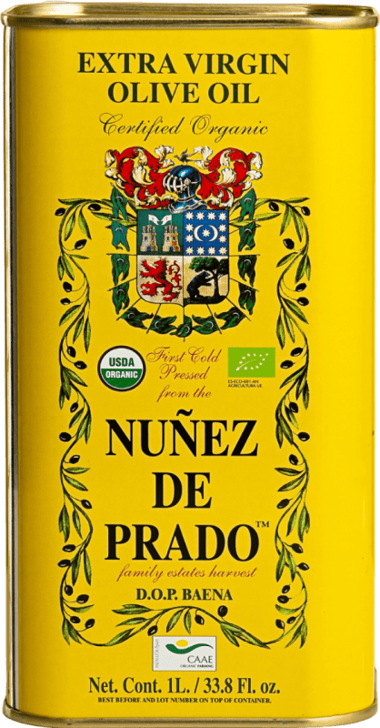 Envio grátis | Azeite de Oliva Núñez de Prado Hojiblanca Picudo AOVE Virgem Extra D.O. Baena Córdoba Espanha Picual, Arbequina, Hojiblanca, Picuda Eco — Biológico 1 L