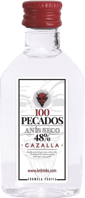32,95 € Envio grátis | Caixa de 8 unidades Anis 100 Pecados. Cazalla Garrafinha Miniatura 5 cl