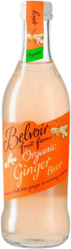 Envio grátis | Caixa de 12 unidades Refrescos e Mixers Belvoir Ginger Beer Organic Reino Unido Biológico Garrafa Pequena 25 cl