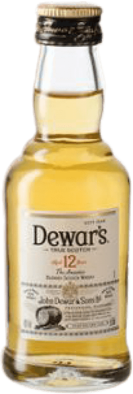 25,95 € Envío gratis | Caja de 10 unidades Whisky Blended Dewar's White Label Botellín Miniatura 5 cl