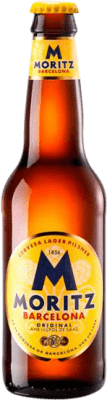 32,95 € | Caixa de 24 unidades Cerveja Moritz Catalunha Espanha Garrafa Terço 33 cl