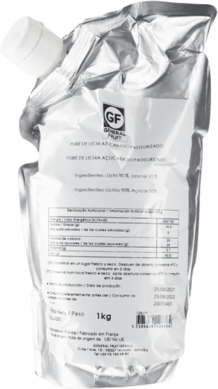 Envio grátis | Puré de Fruta para Cocktail Naturera Espanha 1 L Lichi — Lichia Sem Álcool