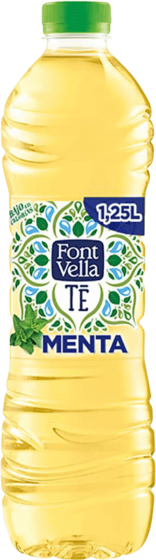 Бесплатная доставка | Коробка из 6 единиц Вода Font Vella Mineral Natural — Природная минеральная Испания 1 L Menta — Мята, Té Verde — Зелёный Чай