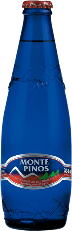 Kostenloser Versand | 24 Einheiten Box Wasser Monte Pinos Frizzante — Perlwein, Mineral Natural — Natürliches Mineral Kastilien und León Spanien Drittelliterflasche 33 cl