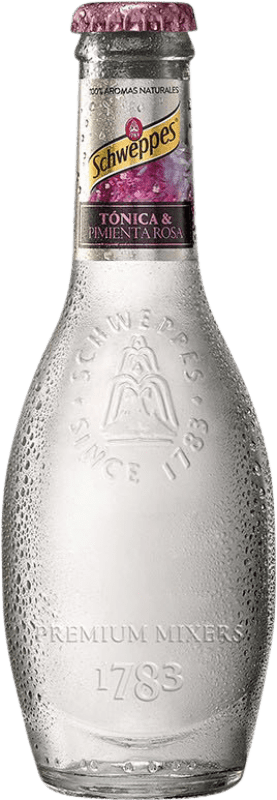 82,95 € Envio grátis | Caixa de 24 unidades Refrescos e Mixers Schweppes Tónica Pimienta Rosa Garrafa Pequena 20 cl