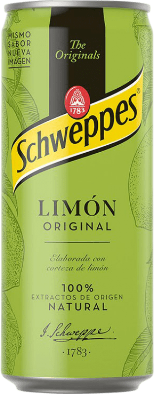 Free Shipping | 24 units box Soft Drinks & Mixers Schweppes Limón Spain Can 20 cl