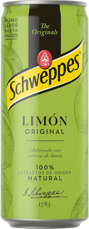 Envio grátis | Caixa de 24 unidades Refrescos e Mixers Schweppes Limón Espanha Lata 20 cl