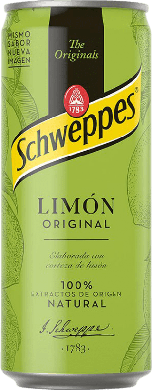 55,95 € Envío gratis | Caja de 24 unidades Refrescos Schweppes Original Lata 20 cl Limón