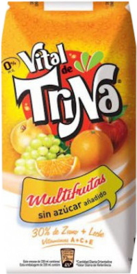 Envio grátis | Caixa de 24 unidades Refrescos e Mixers Trina Vital Multifrutas Brick Espanha Garrafa Terço 33 cl