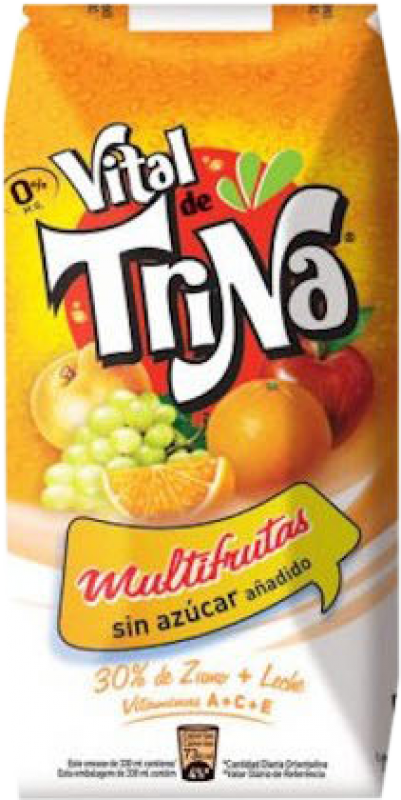 Free Shipping | 24 units box Soft Drinks & Mixers Trina Vital Multifrutas Brick Spain One-Third Bottle 33 cl