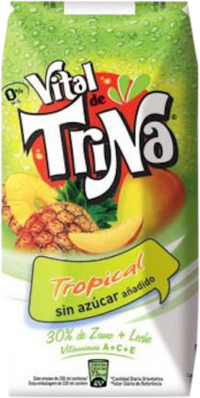 Kostenloser Versand | 24 Einheiten Box Getränke und Mixer Trina Vital Tropical Brick Spanien Drittel-Liter-Flasche 33 cl