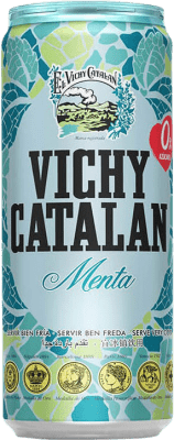 Kostenloser Versand | 24 Einheiten Box Wasser Vichy Catalan Menta Katalonien Spanien Alu-Dose 33 cl