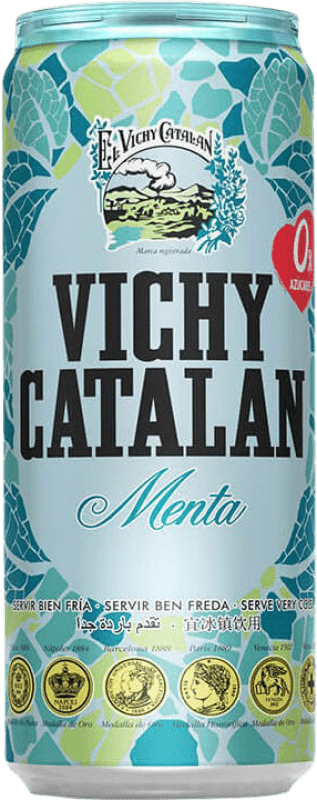 Free Shipping | 24 units box Water Vichy Catalan Menta Catalonia Spain Can 33 cl