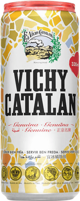 29,95 € Envio grátis | Caixa de 24 unidades Água Vichy Catalan Original Lata 33 cl