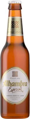 Kostenloser Versand | 24 Einheiten Box Bier Alhambra Especial Andalusien Spanien Drittel-Liter-Flasche 33 cl