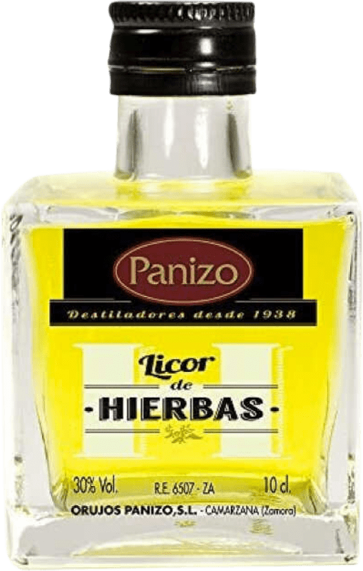 Envio grátis | Licor de ervas Panizo Orujo Castela e Leão Espanha Garrafa Miniatura 5 cl