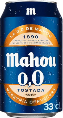 41,95 € Бесплатная доставка | Коробка из 24 единиц Пиво Mahou Tostada — Янтарное Жестяная банка 33 cl 0.0 Ноль Ноль