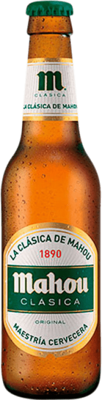 Spedizione Gratuita | Scatola da 30 unità Birra Mahou SIN Classico Comunità di Madrid Spagna Bottiglietta 20 cl Vetro RET Senza Alcol