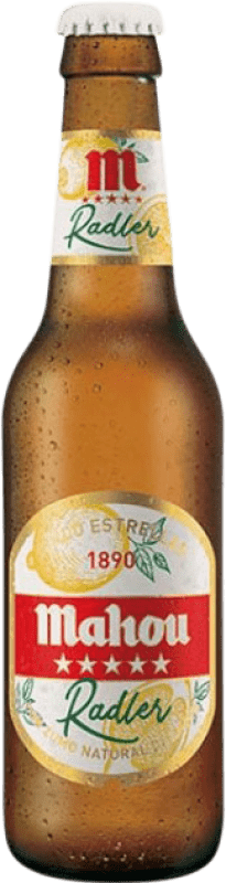 Kostenloser Versand | 30 Einheiten Box Bier Mahou Radler Vidrio RET Gemeinschaft von Madrid Spanien Kleine Flasche 20 cl