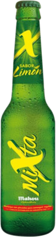 Free Shipping | 24 units box Beer Mahou Mixta Madrid's community Spain Third-Liter Bottle 33 cl Limón — Lemon