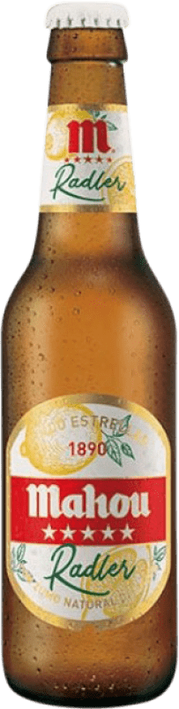 Kostenloser Versand | 24 Einheiten Box Bier Mahou Radler Vidrio RET Gemeinschaft von Madrid Spanien Drittel-Liter-Flasche 33 cl