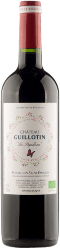 18,95 € | Vinho tinto Château Guillotin. Les Papillons Puisseguin A.O.C. Saint-Émilion Bordeaux França Merlot, Cabernet Sauvignon, Cabernet Franc 75 cl