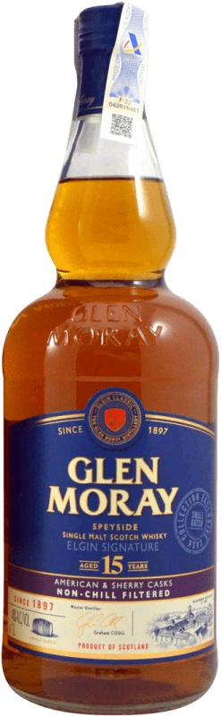 Free Shipping | Single Malt Whisky Glen Moray Elgin Signature United Kingdom 15 Years 1 L