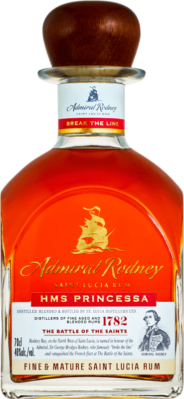 免费送货 | 朗姆酒 Admiral Rodney Princesa Fine & Mature 圣卢西亚 70 cl