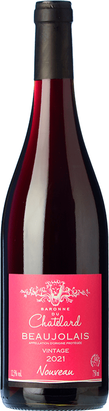 Free Shipping | Red wine Baronne du Chatelard Nouveau Young A.O.C. Beaujolais Beaujolais France Gamay 75 cl