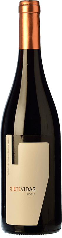 19,95 € | Red wine Vidas Siete Vidas Oak D.O.P. Vino de Calidad de Cangas Principality of Asturias Spain Verdejo Black, Carrasquín, Albarín Black Bottle 75 cl