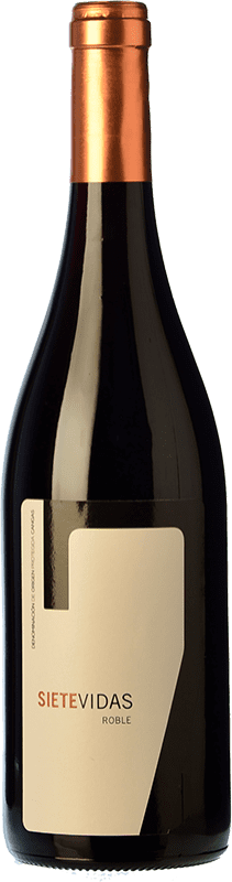 19,95 € | Red wine Vidas Siete Vidas Roble D.O.P. Vino de Calidad de Cangas Principality of Asturias Spain Verdejo Black, Carrasquín, Albarín Black Bottle 75 cl