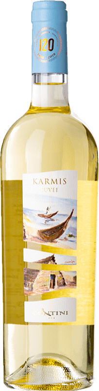 Бесплатная доставка | Белое вино Contini Karmis Cuvée I.G.T. Tharros Sardegna Италия Vermentino, Vernaccia 75 cl