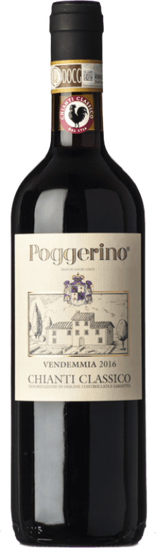 Free Shipping | Red wine Poggerino D.O.C.G. Chianti Classico Tuscany Italy Sangiovese 75 cl