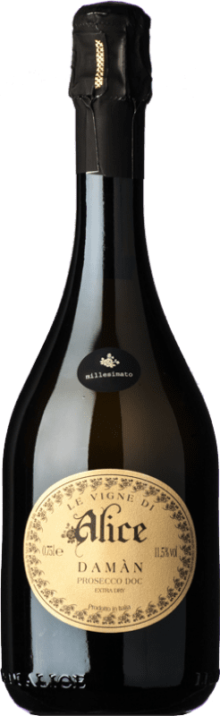 Бесплатная доставка | Белое игристое вино Le Vigne di Alice Damàn Extra Dry — Экстра сухое D.O.C. Prosecco Венето Италия Glera — Глера, Bianchetta — Бьянкетта, Verdiso — Вердизо 75 cl