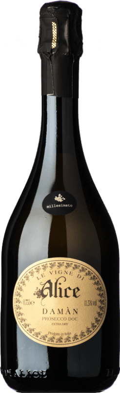 Envío gratis | Espumoso blanco Le Vigne di Alice Extradry Damàn Extra Seco D.O.C. Prosecco Veneto Italia Glera, Bianchetta, Verdiso 75 cl