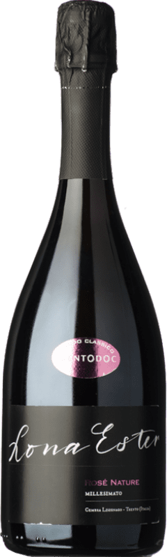 Envio grátis | Espumante rosé Lona Ester Rosé Brut Nature D.O.C. Trento Trentino-Alto Adige Itália Pinot Preto, Chardonnay 75 cl