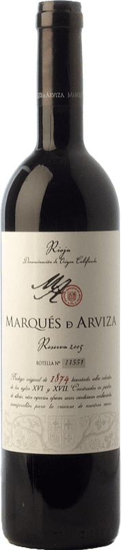 Envío gratis | Vino tinto Marqués de Arviza Reserva D.O.Ca. Rioja La Rioja España Tempranillo, Garnacha 75 cl