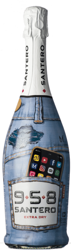 9,95 € | Белое игристое Santero 958 Extradry Blue Jeans Milena Andrade Экстра сухой D.O.C. Piedmont Пьемонте Италия Bacca White 75 cl