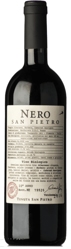 Free Shipping | Red wine San Pietro Rosso Nero D.O.C. Monferrato Piemonte Italy Cabernet Sauvignon, Barbera, Albarossa 75 cl